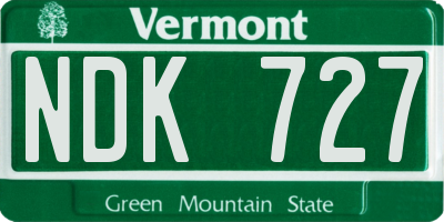 VT license plate NDK727