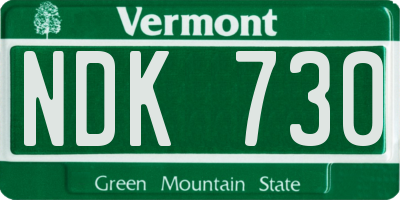VT license plate NDK730