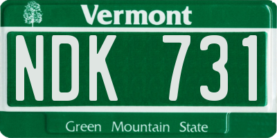 VT license plate NDK731