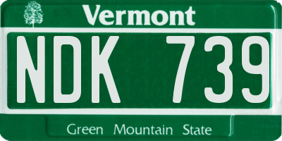 VT license plate NDK739