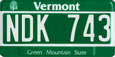 VT license plate NDK743