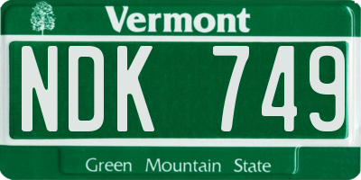 VT license plate NDK749