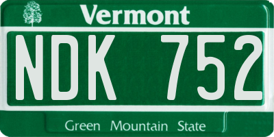 VT license plate NDK752