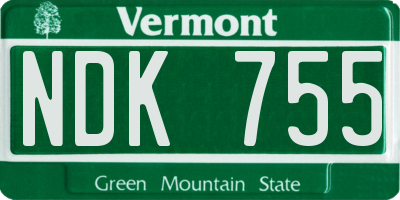 VT license plate NDK755
