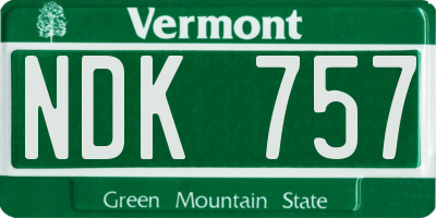 VT license plate NDK757
