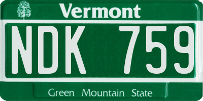 VT license plate NDK759