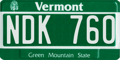 VT license plate NDK760