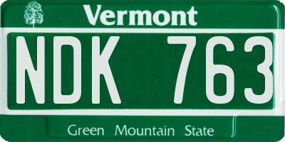 VT license plate NDK763