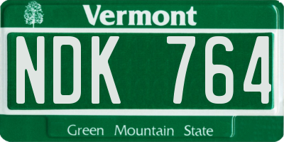 VT license plate NDK764