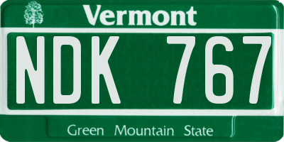 VT license plate NDK767