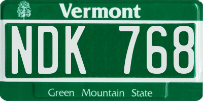VT license plate NDK768