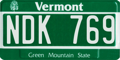 VT license plate NDK769