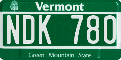 VT license plate NDK780