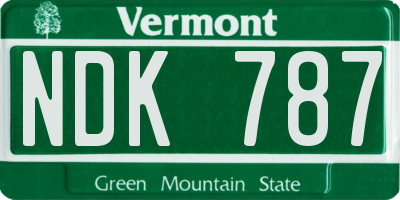 VT license plate NDK787