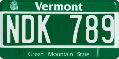 VT license plate NDK789