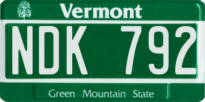 VT license plate NDK792