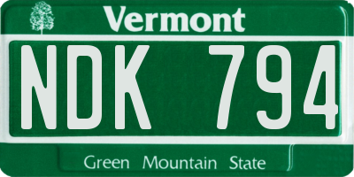 VT license plate NDK794
