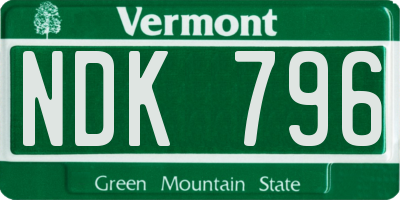 VT license plate NDK796