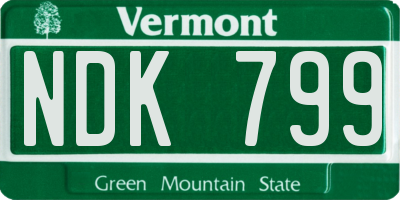 VT license plate NDK799