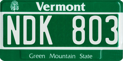 VT license plate NDK803