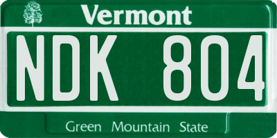 VT license plate NDK804