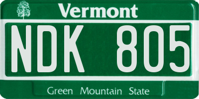 VT license plate NDK805