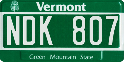 VT license plate NDK807