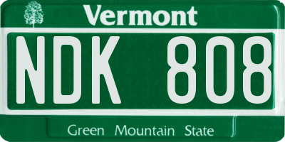 VT license plate NDK808