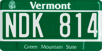 VT license plate NDK814