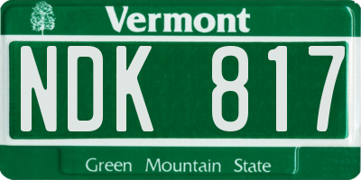 VT license plate NDK817