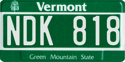VT license plate NDK818