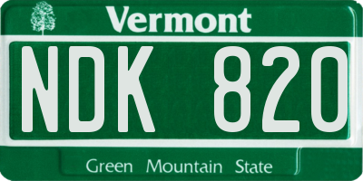 VT license plate NDK820