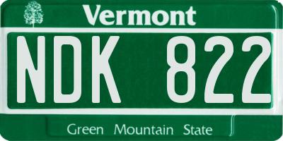 VT license plate NDK822