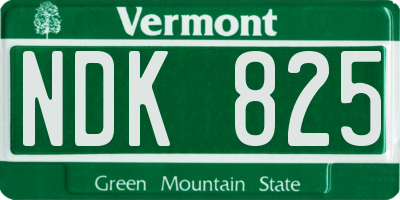 VT license plate NDK825