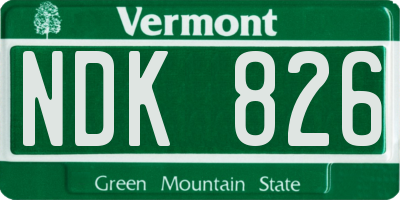 VT license plate NDK826