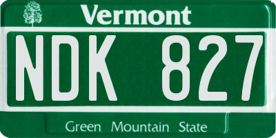 VT license plate NDK827
