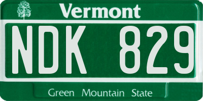 VT license plate NDK829