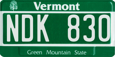 VT license plate NDK830
