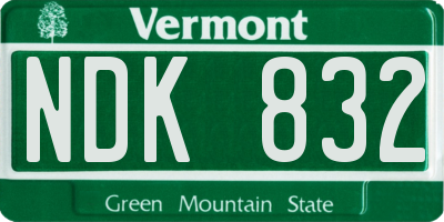 VT license plate NDK832