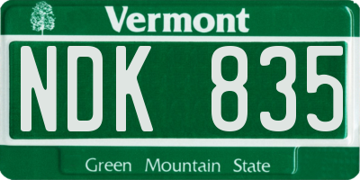 VT license plate NDK835