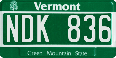 VT license plate NDK836