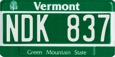 VT license plate NDK837