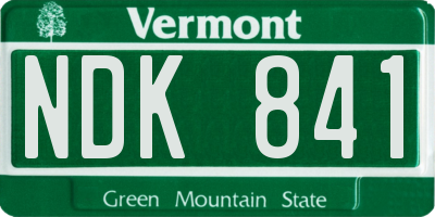 VT license plate NDK841