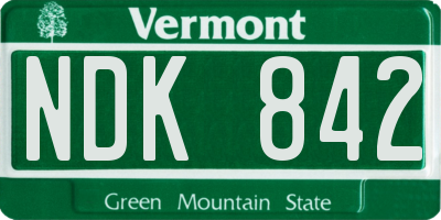 VT license plate NDK842