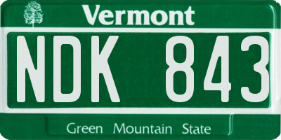 VT license plate NDK843