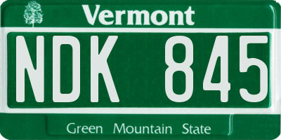 VT license plate NDK845