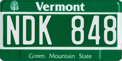 VT license plate NDK848