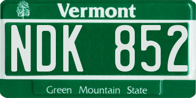VT license plate NDK852