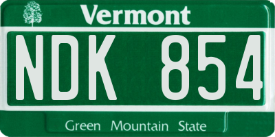VT license plate NDK854