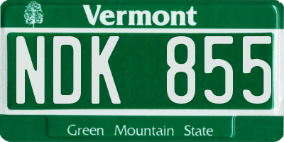 VT license plate NDK855
